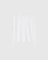 White Brita long-sleeved T-shirt, front view with a round neckline.