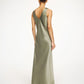 By Malene Birger Satin Maxikleid Deep Lichen Green von hinten getragen
