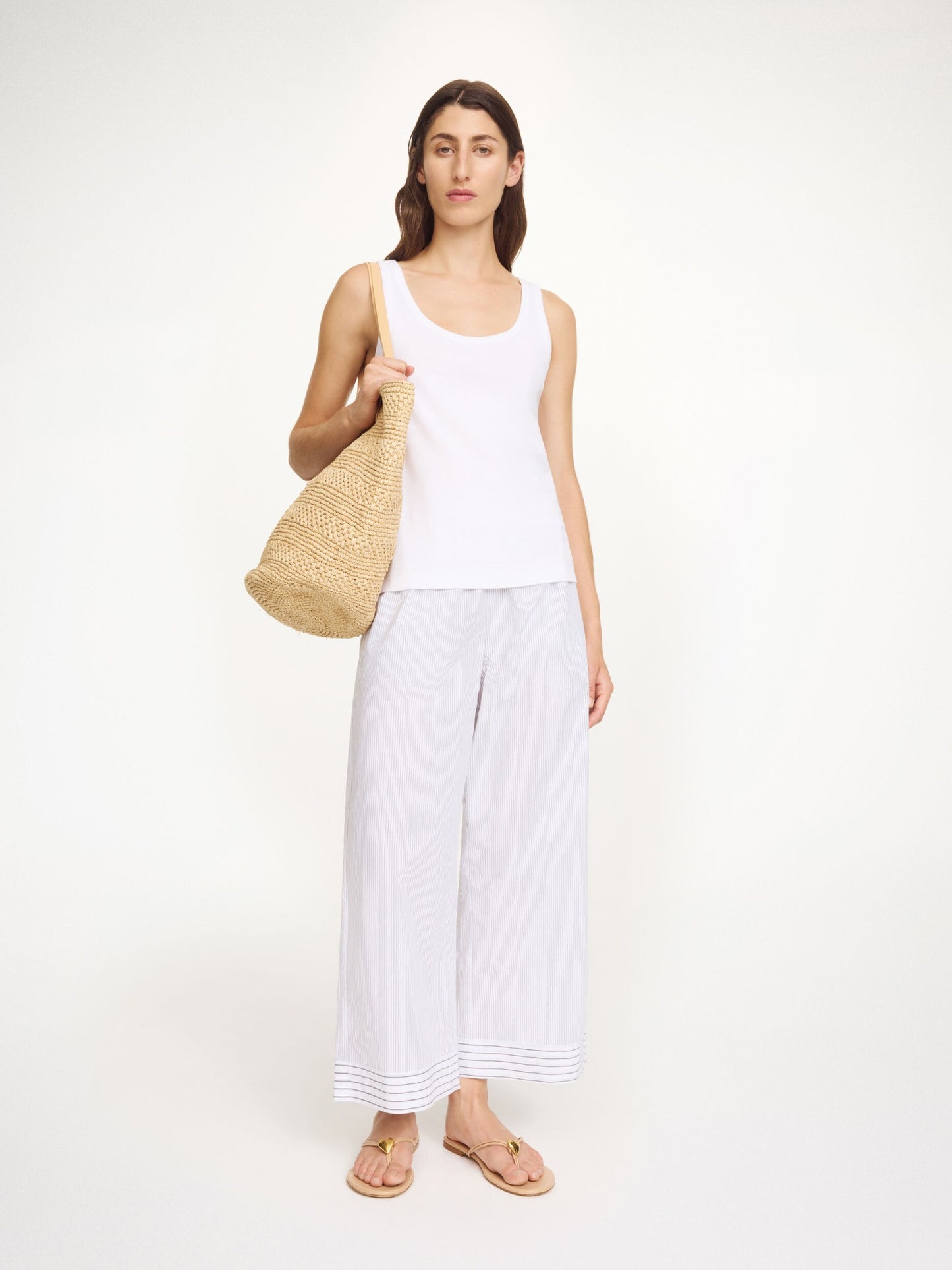 By Malene Birger Mirabello Hose Black White Mix Stripe von vorne getragen
