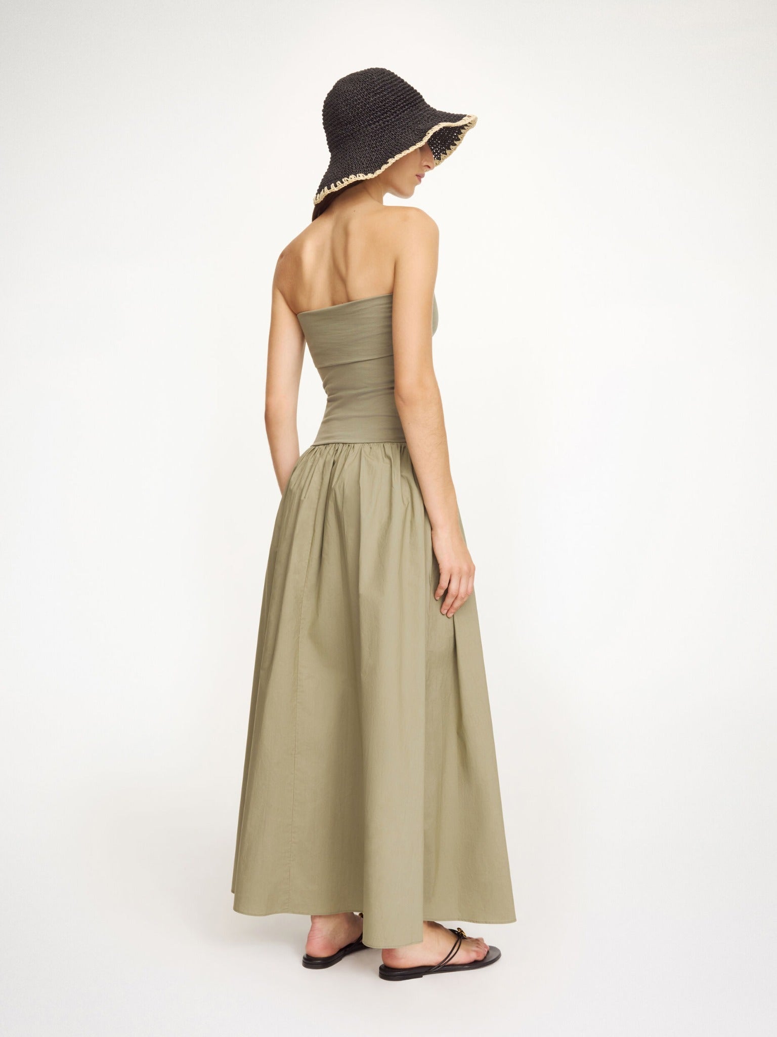 By Malene Birger Strapless Maxi Dress Lichen Green am Model hinten