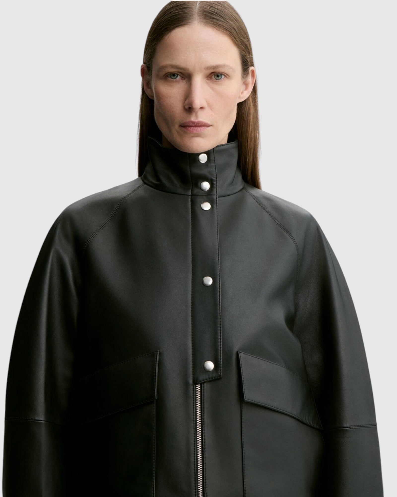 Detail der By Malene Birger Suzanne Lederjacke in Schwarz