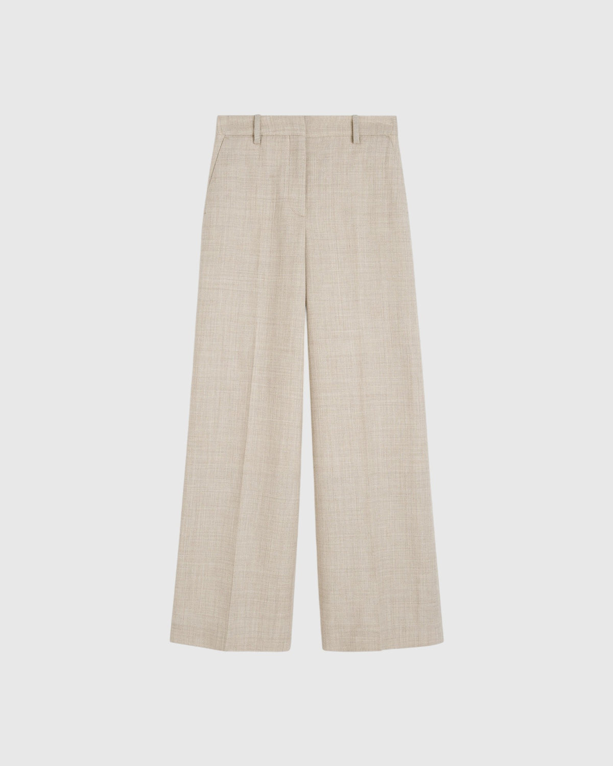 By Malene Birger weite Wollhose in Graubraun Melange als Freisteller von vorne mit Bügelfalten