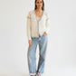 Circus Hotel Strickjacke Creme Silver Chains im getragenen Styling von vorne