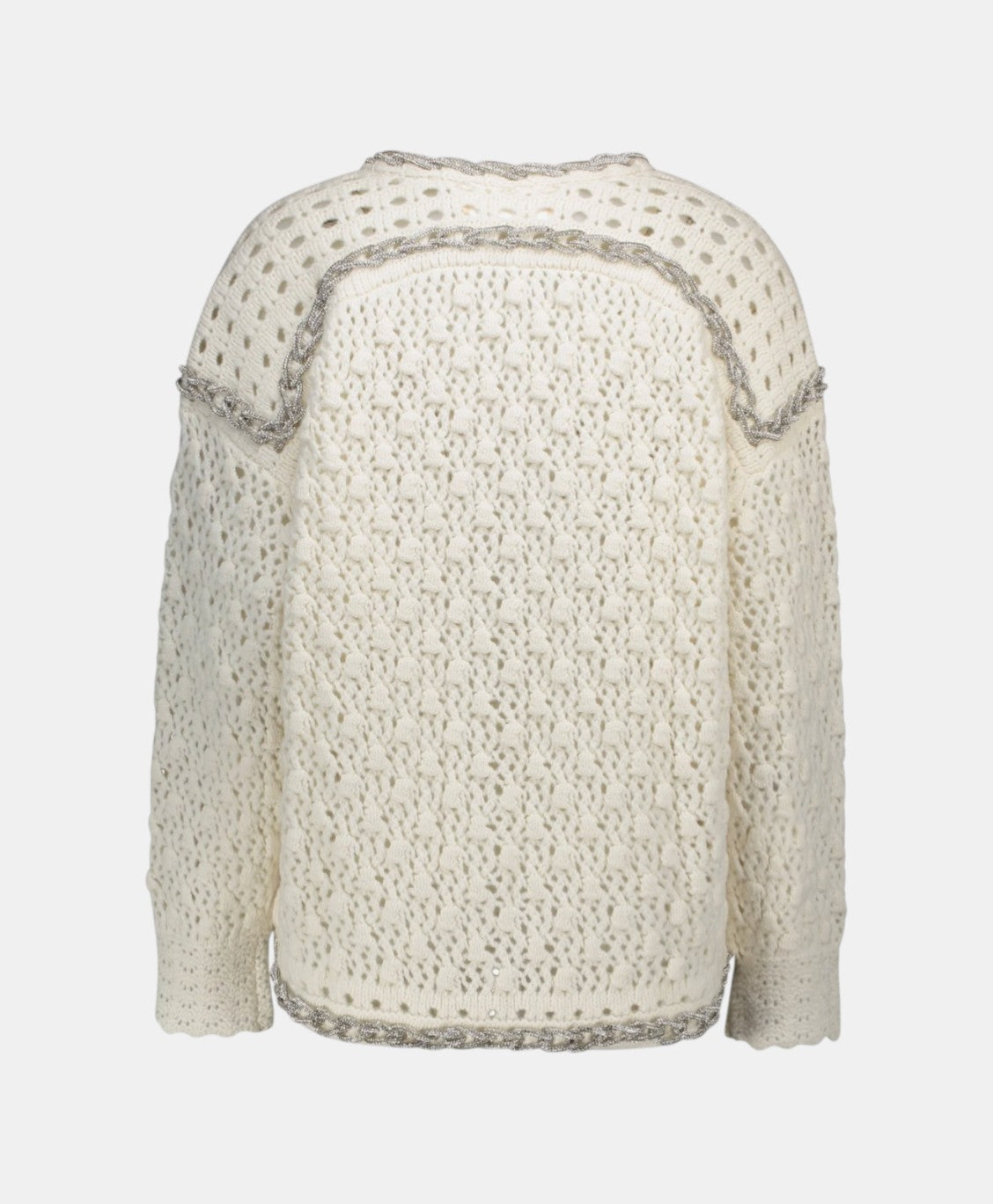 Circus Hotel Strickjacke Creme Silver Chains als Freisteller von hinten