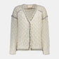 Circus Hotel Strickjacke Creme Silver Chains als Freisteller von vorne