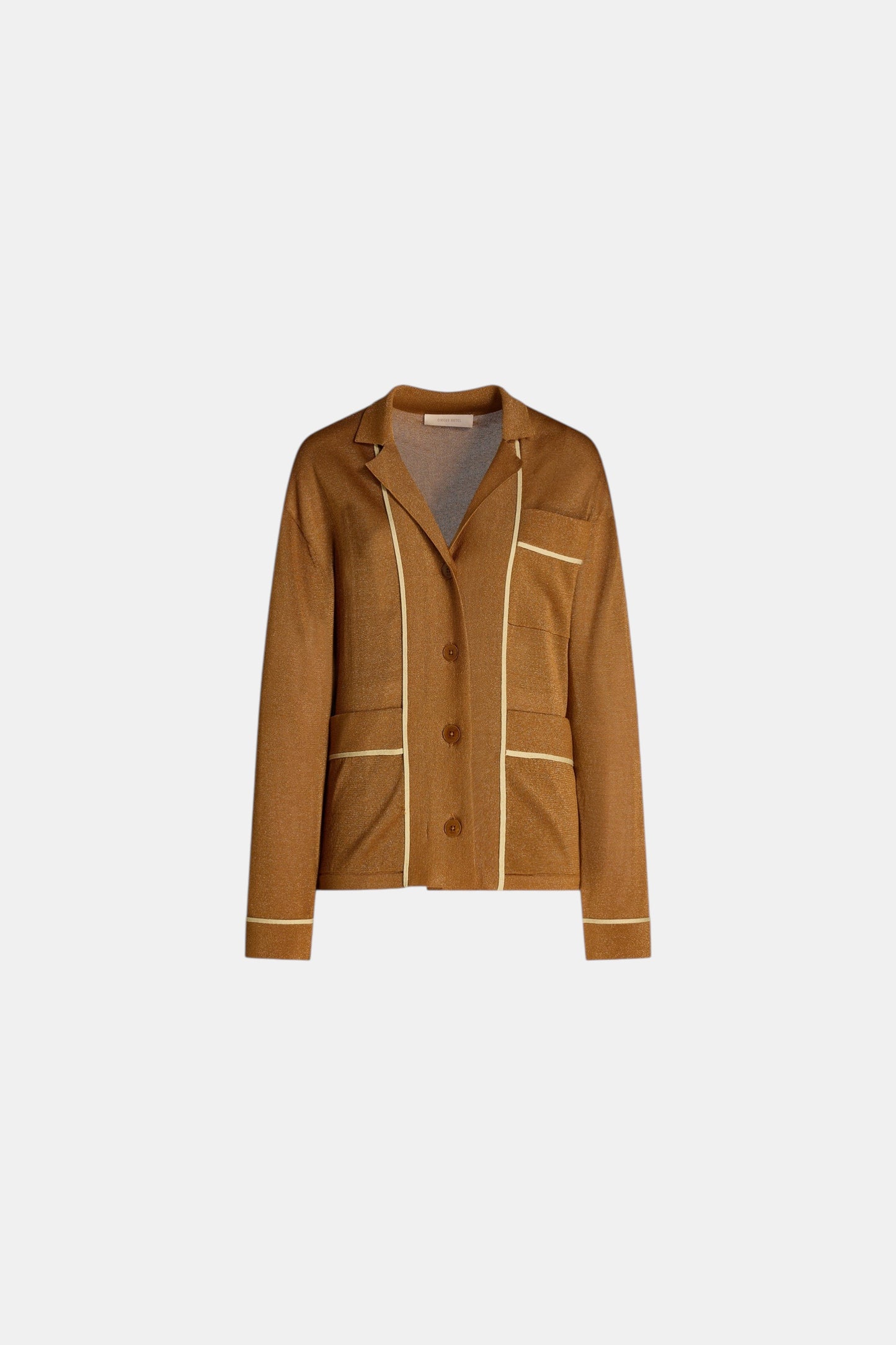 Circus Hotel Strickjacke Ambra Gold als Freisteller von vorne