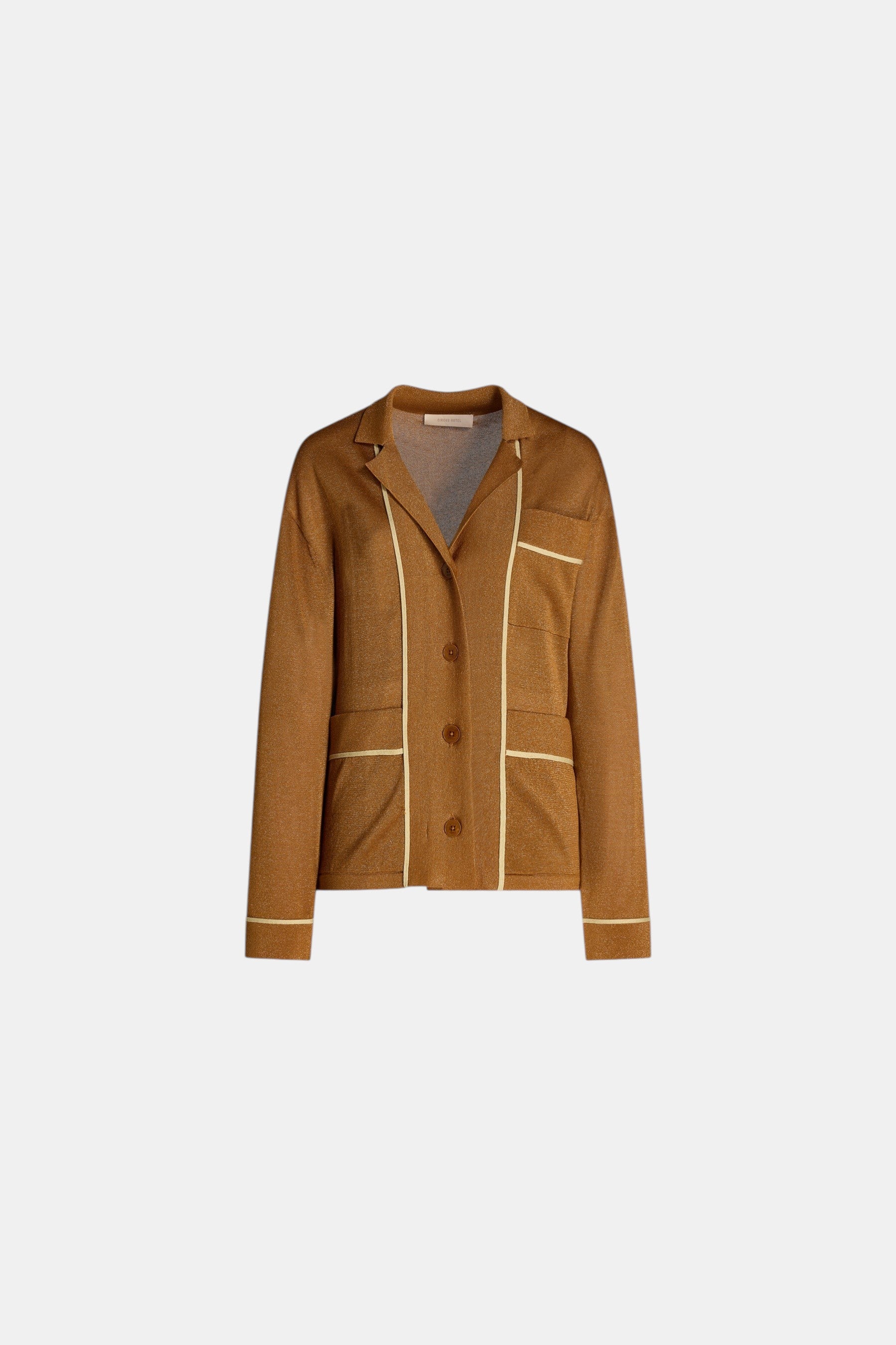 Circus Hotel Strickjacke Ambra Gold als Freisteller von vorne
