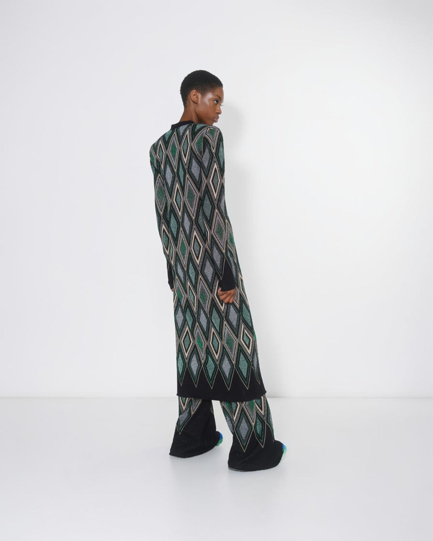 Langer Lamé-Jacquardcardigan