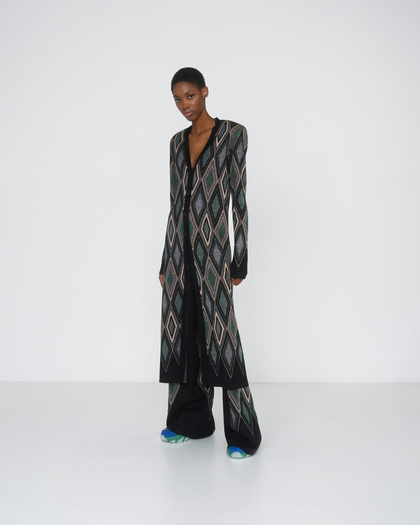 Langer Lamé-Jacquardcardigan