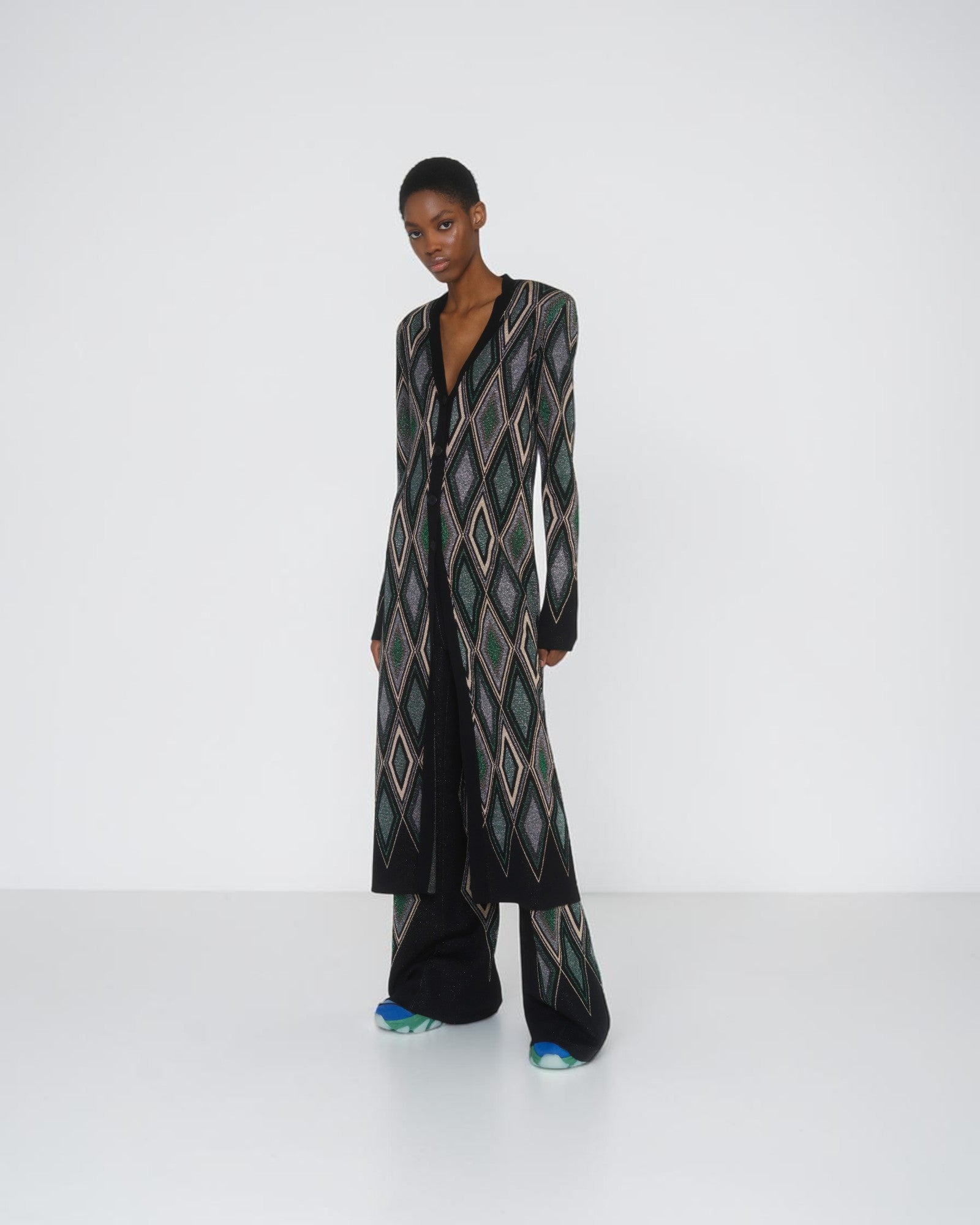 Langer Lamé-Jacquardcardigan