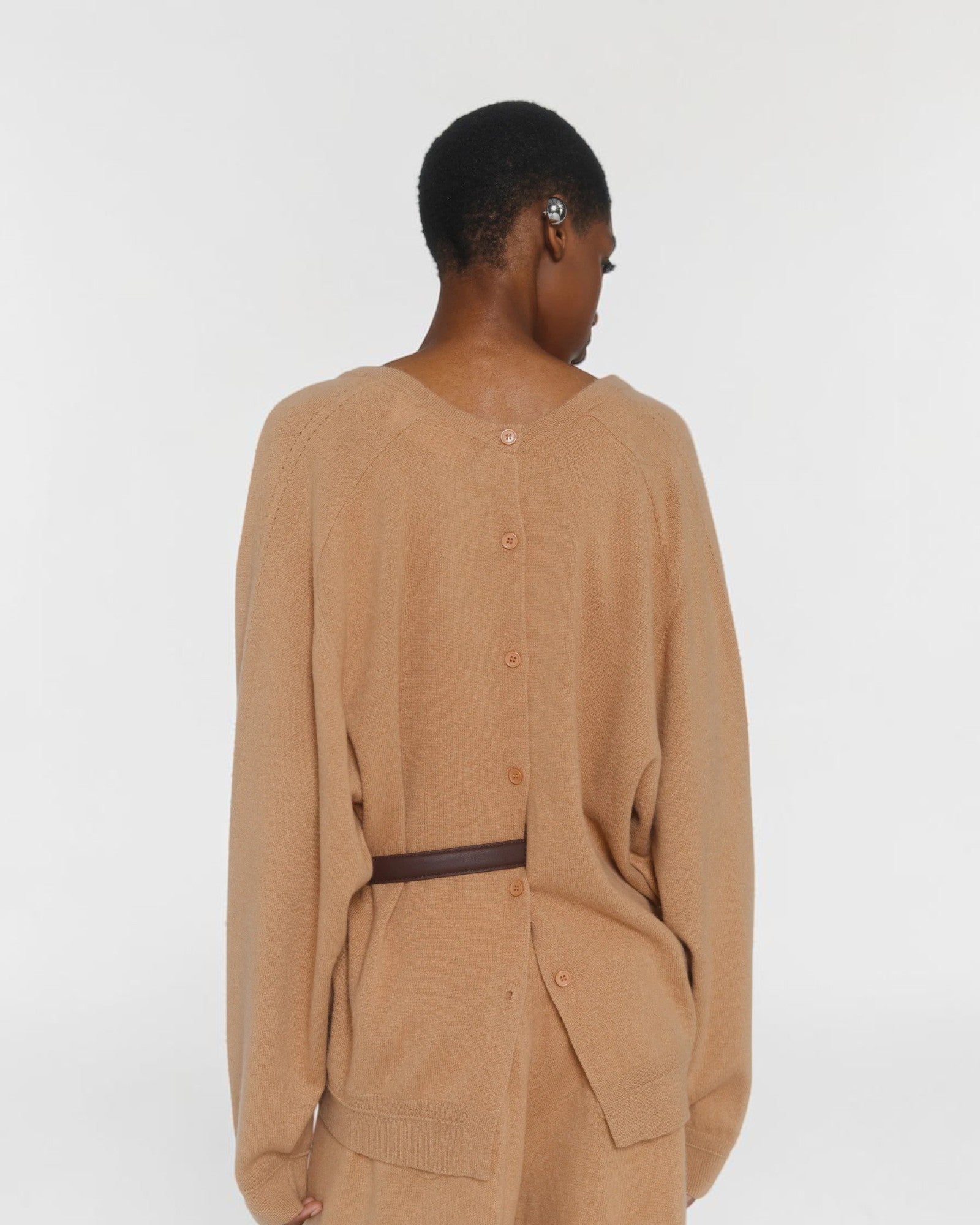 Cardigan mit Ledergürtel