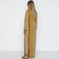 Lamé Kaftan in Papaia-Ambra mit Streifen