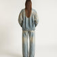 Circus Hotel Oversized Jeansjacke Blue Denim im getragenen Styling von hinten