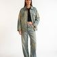 Circus Hotel Oversized Jeansjacke Blue Denim im getragenen Styling von vorne