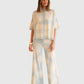 Circus Hotel Hose Batik Blau Creme im getragenen Styling von vorne mit passendem Shirt
