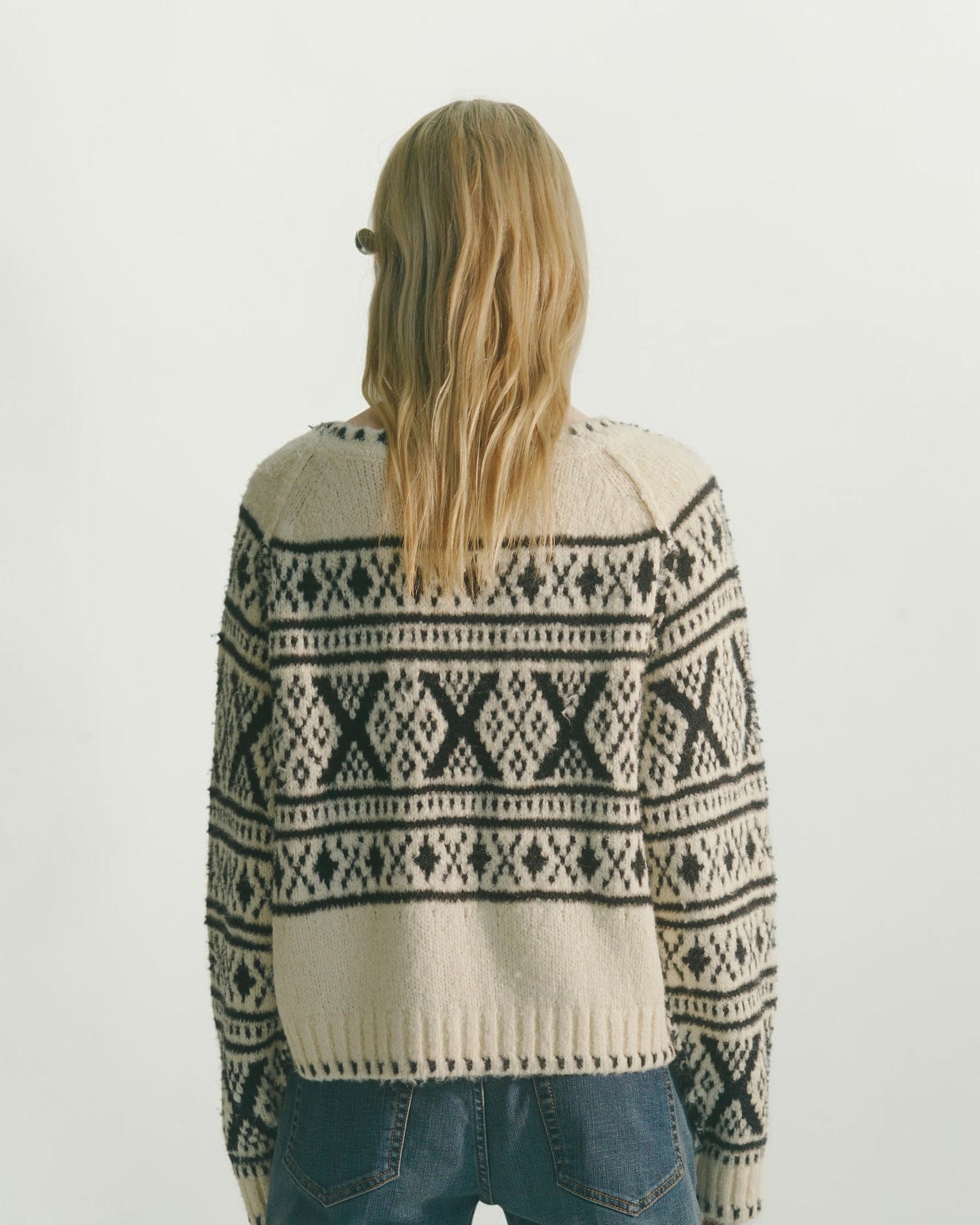 Norweger-Pullover Creme-Schwarz