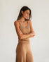 Circus Hotel handbesticktes Strass-Top in Beige am Model von vorne im Detail