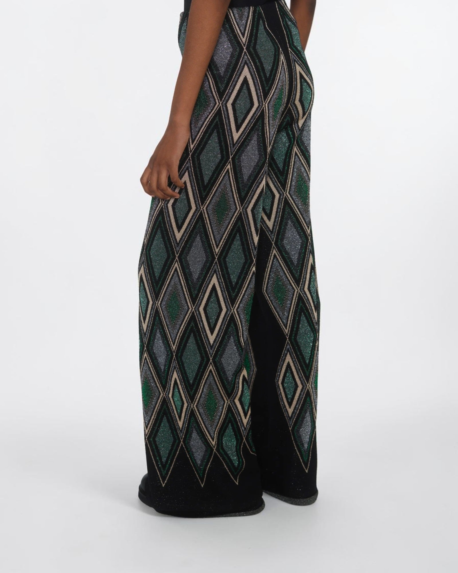 Lamé-Jacquardhose mit Rautenmuster