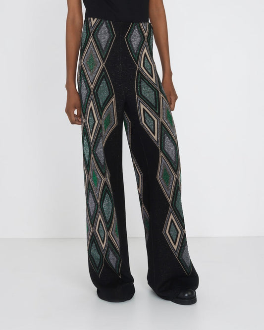 Lamé-Jacquardhose mit Rautenmuster