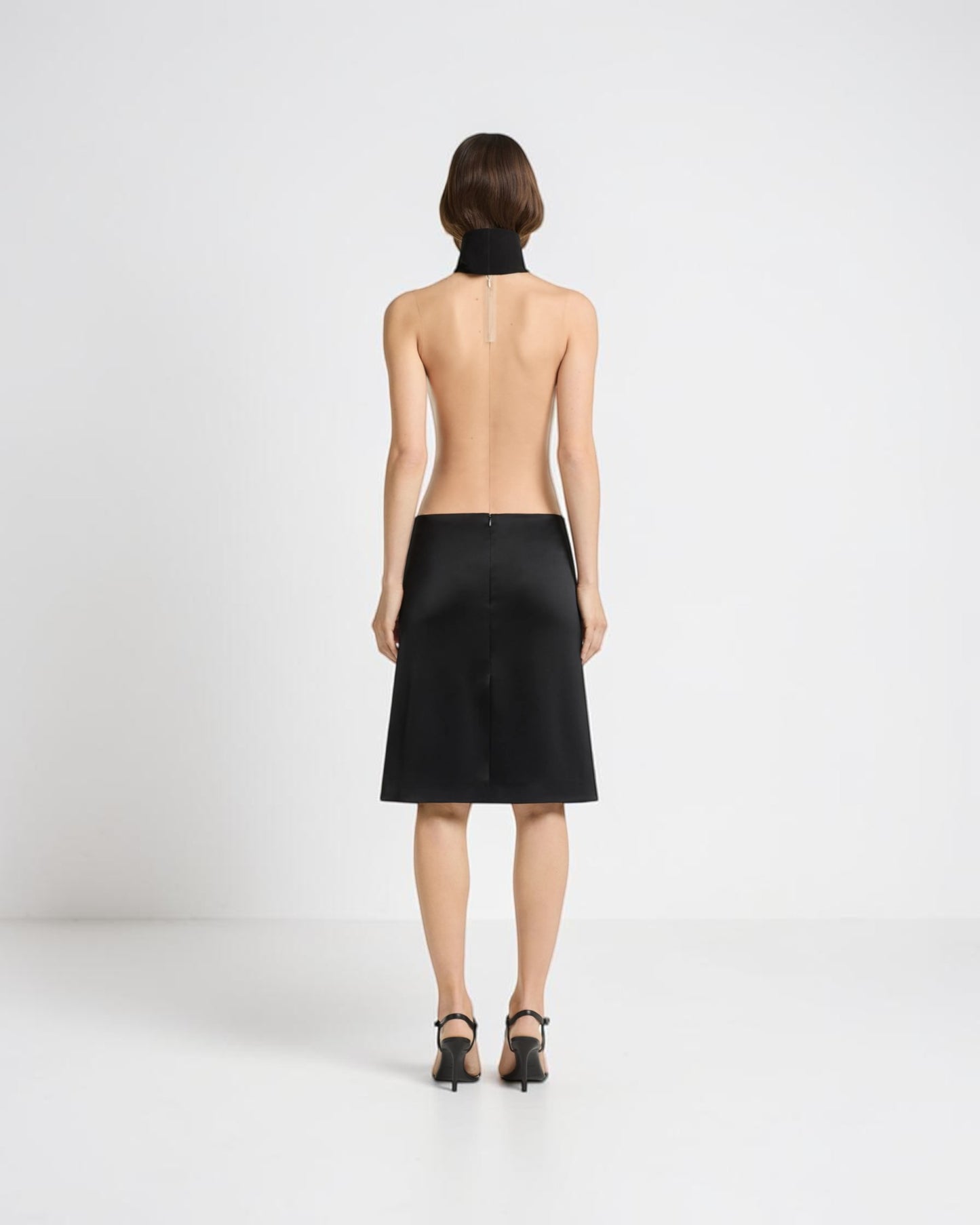 Bleistiftrock aus Satin Schwarz