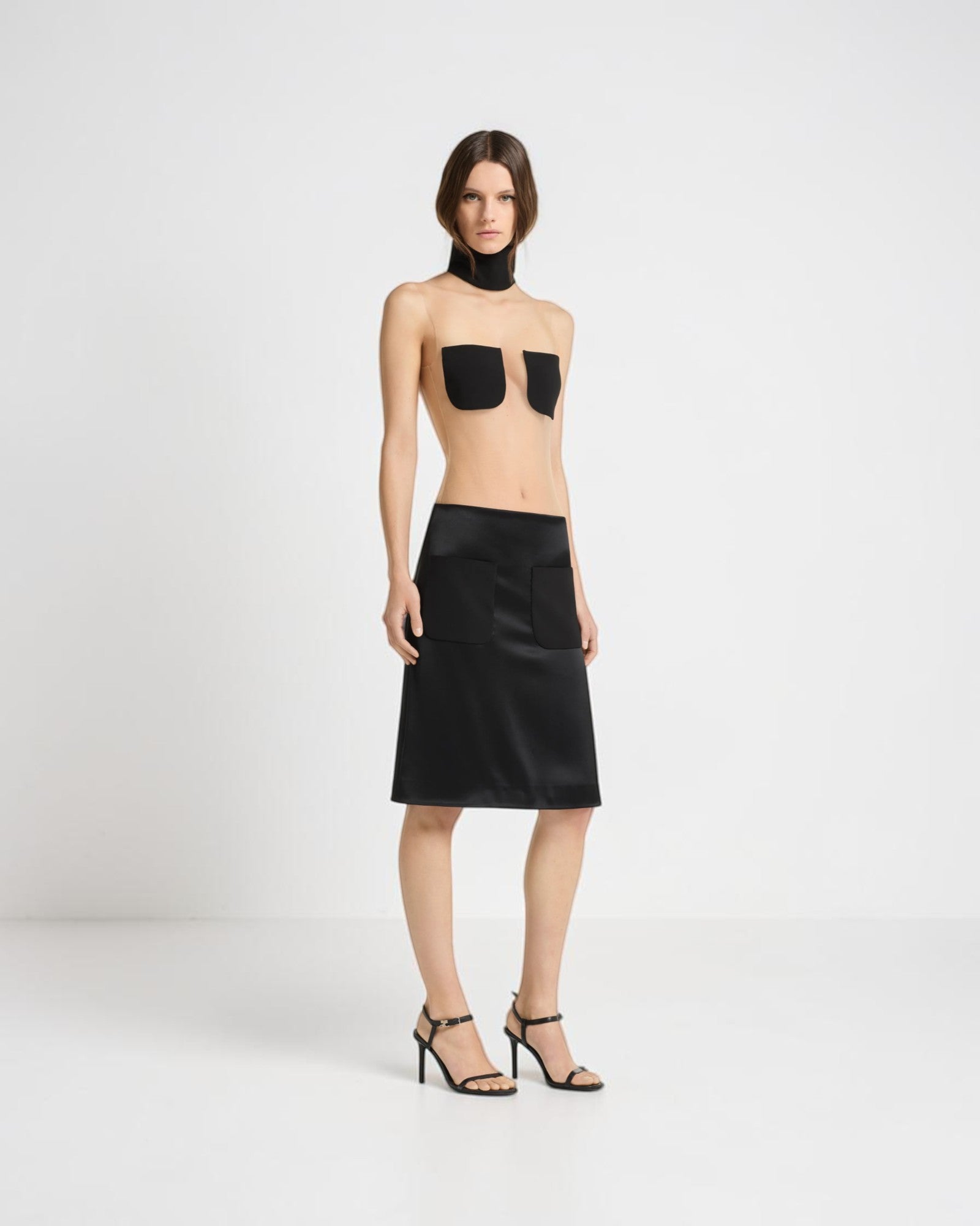 Bleistiftrock aus Satin Schwarz