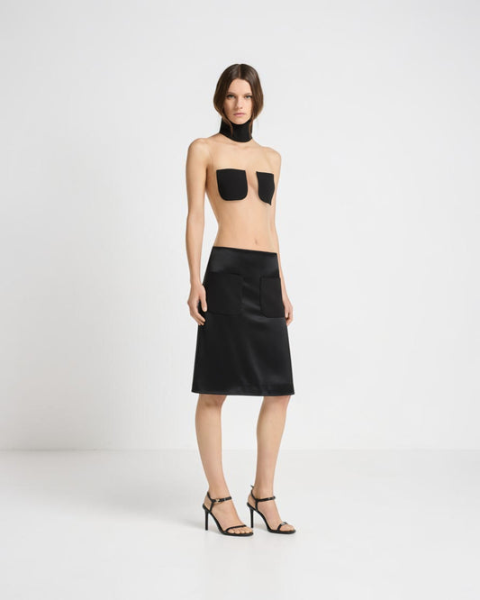 Bleistiftrock aus Satin Schwarz