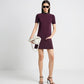 A-Line Vinyl Collar Dress in Burgundy