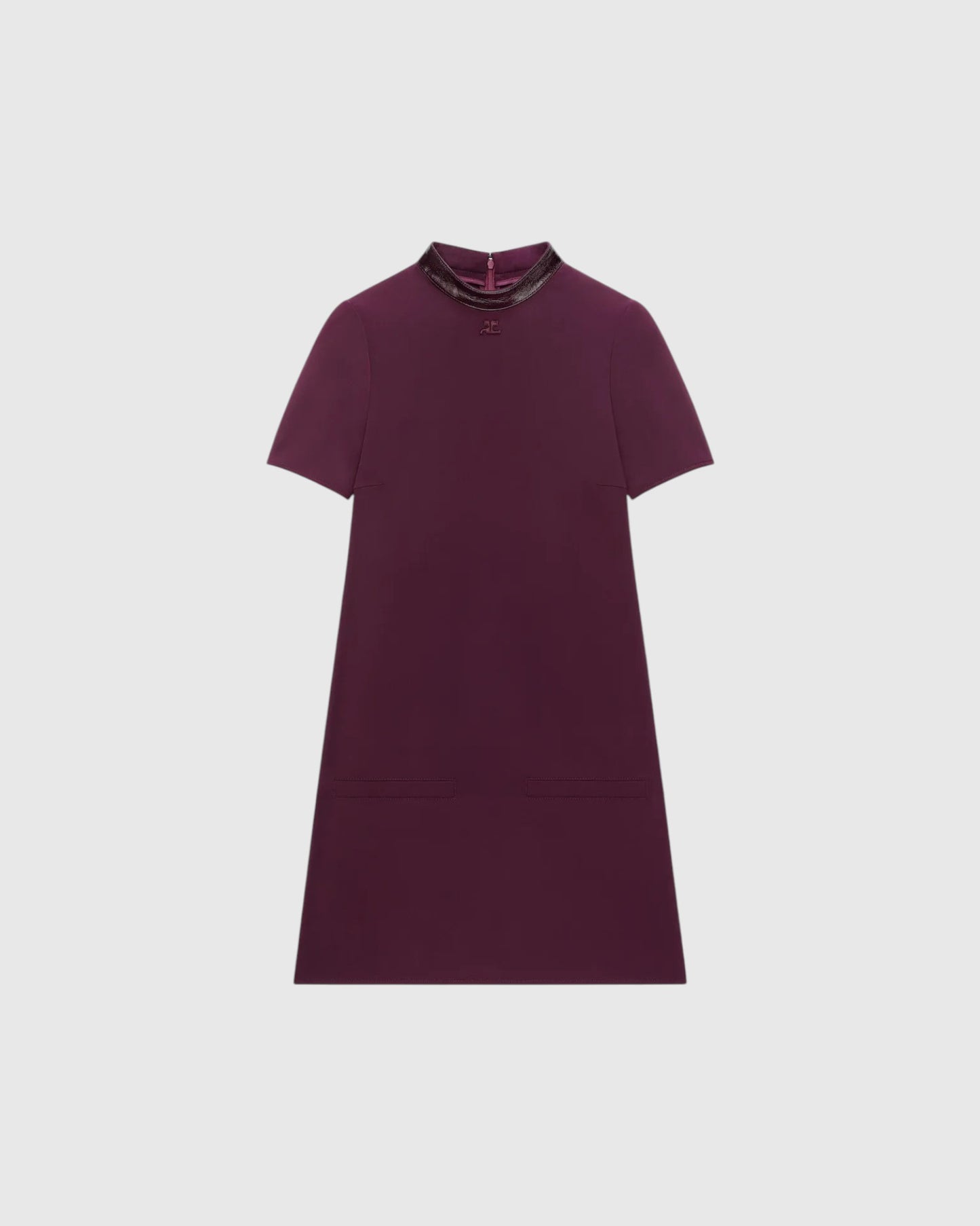 A-Line Vinyl Collar Dress in Burgundy
