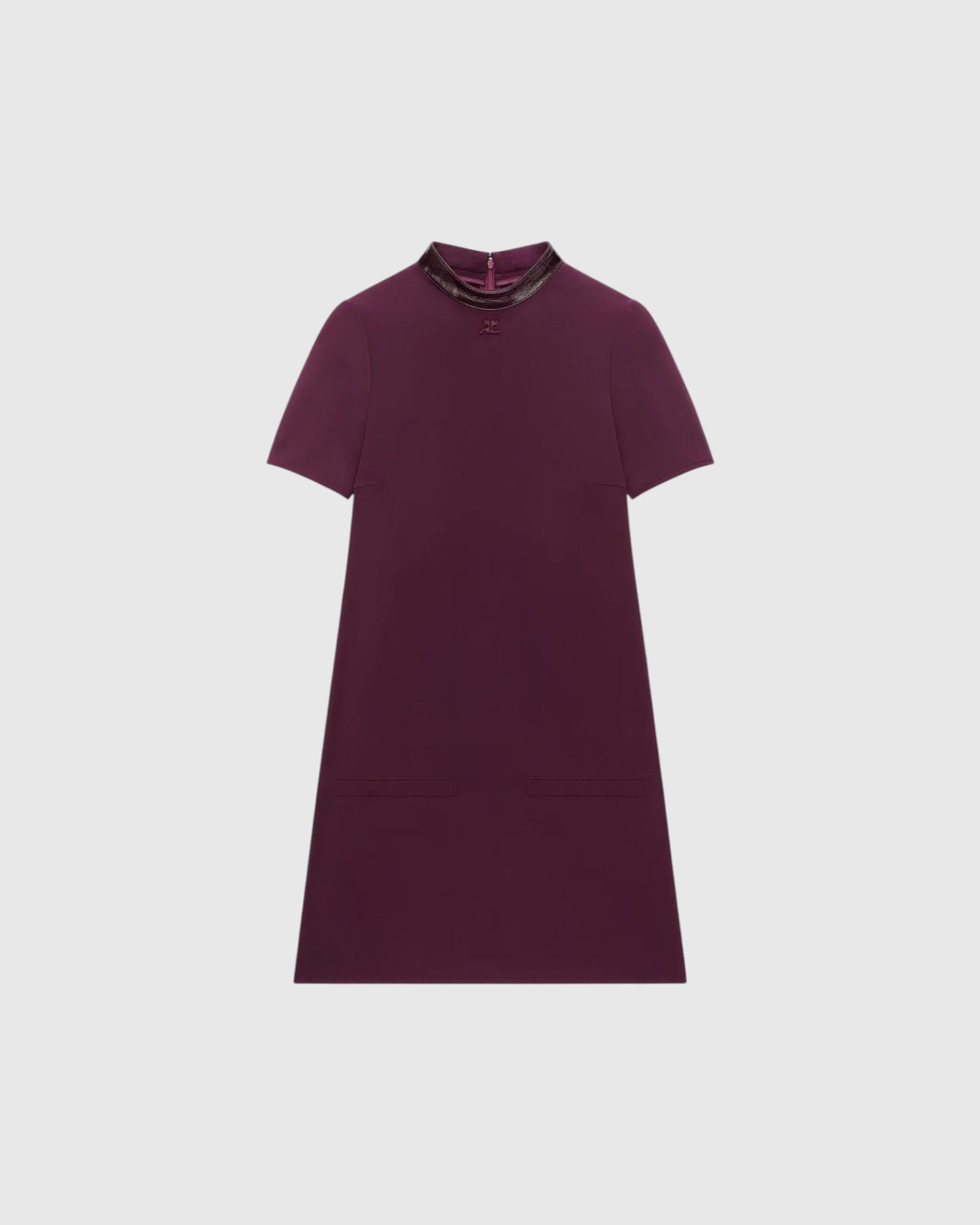 A-Line Vinyl Collar Dress in Burgundy