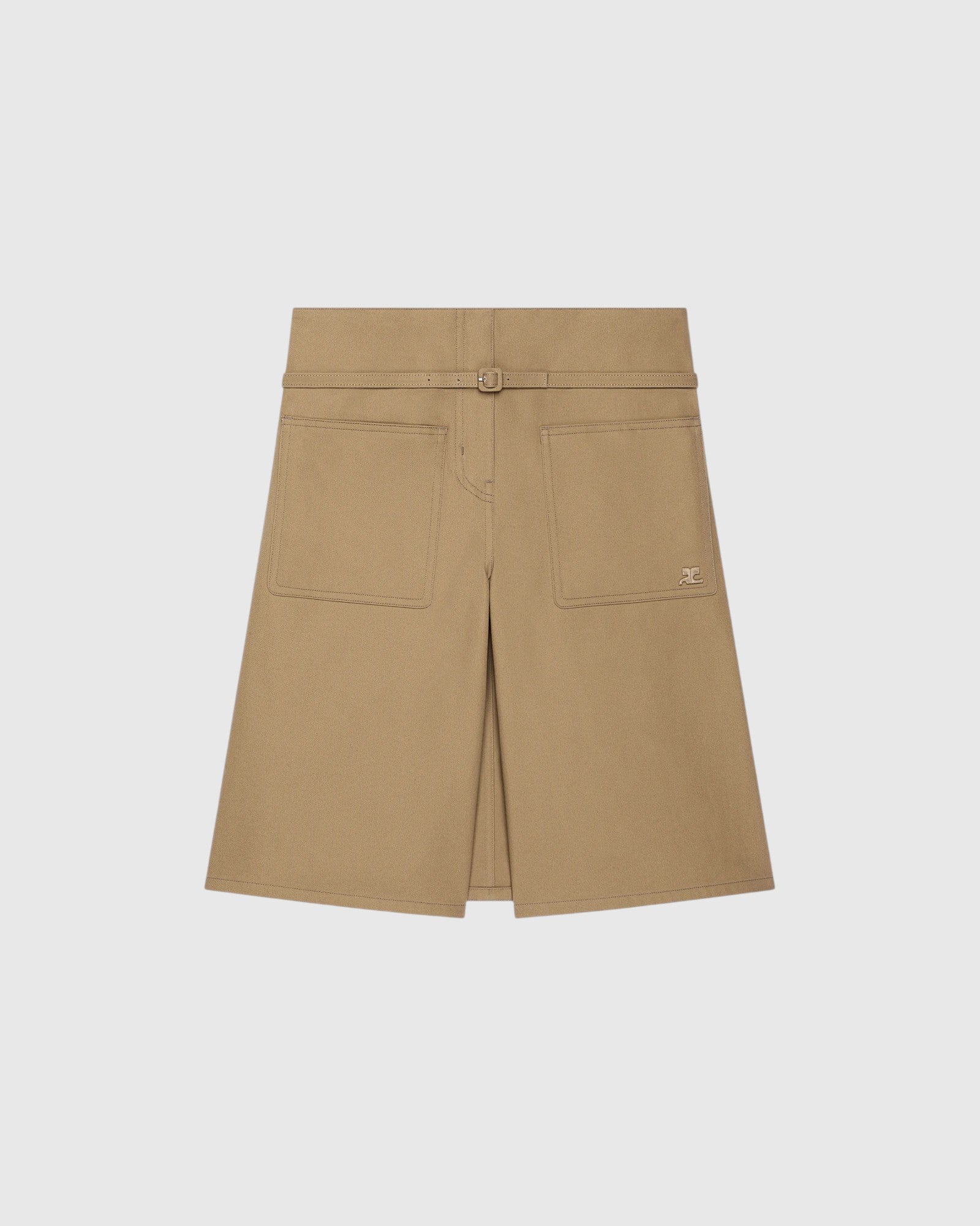 Bermudashorts mit Ledergürtel Dunkelsand
