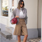 Bermudashorts mit Ledergürtel Dunkelsand