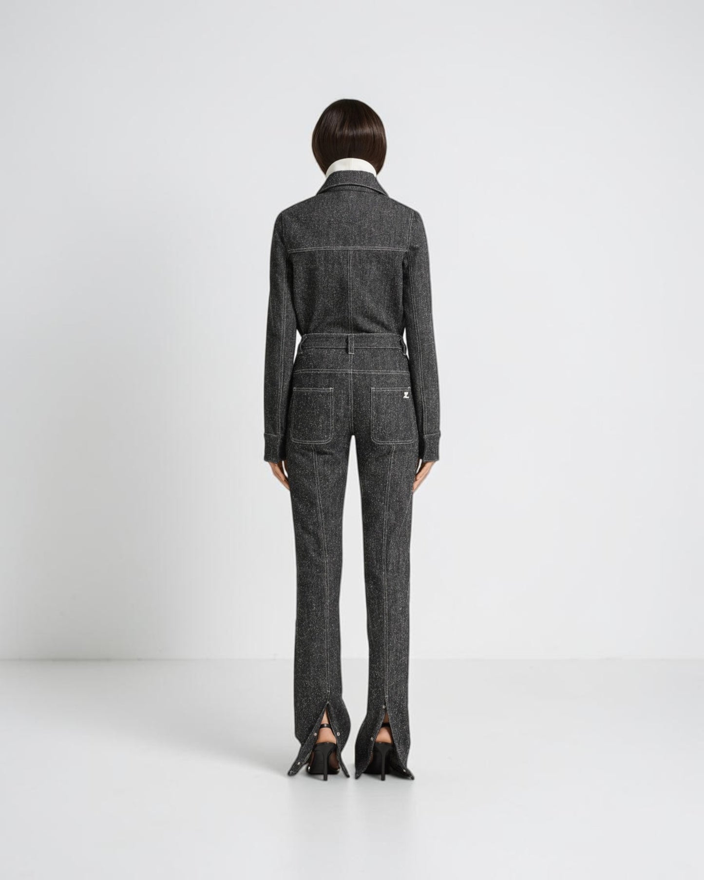Overshirt aus Denim-Tweed Schwarz Weiß