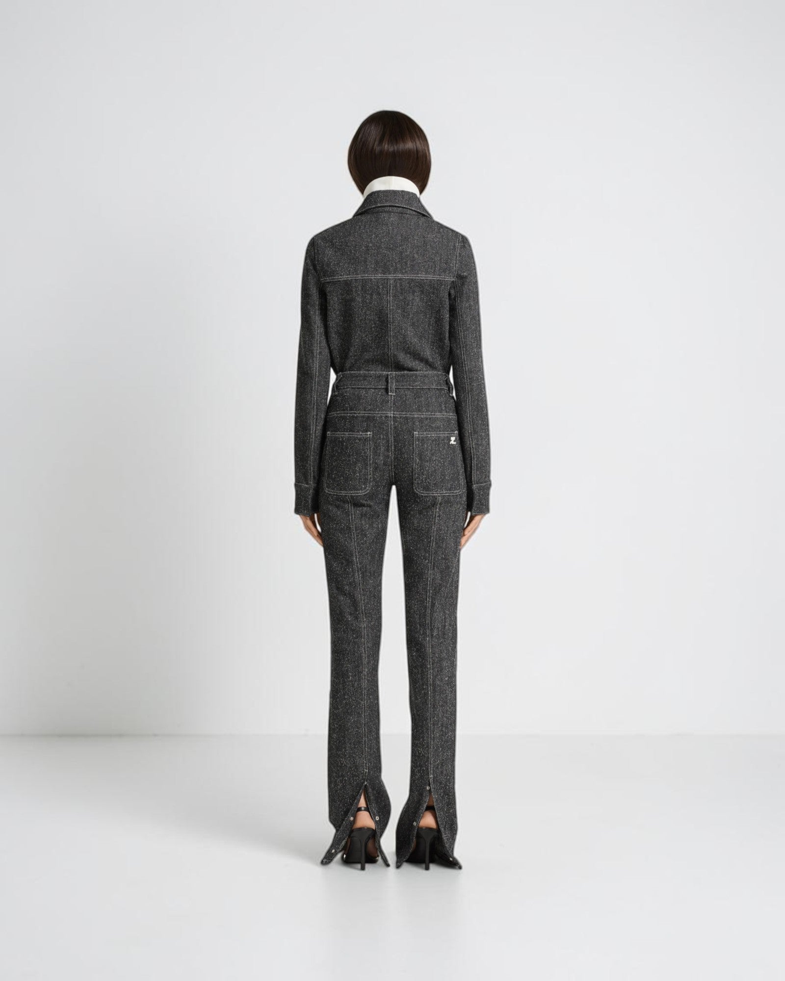 Overshirt aus Denim-Tweed Schwarz Weiß