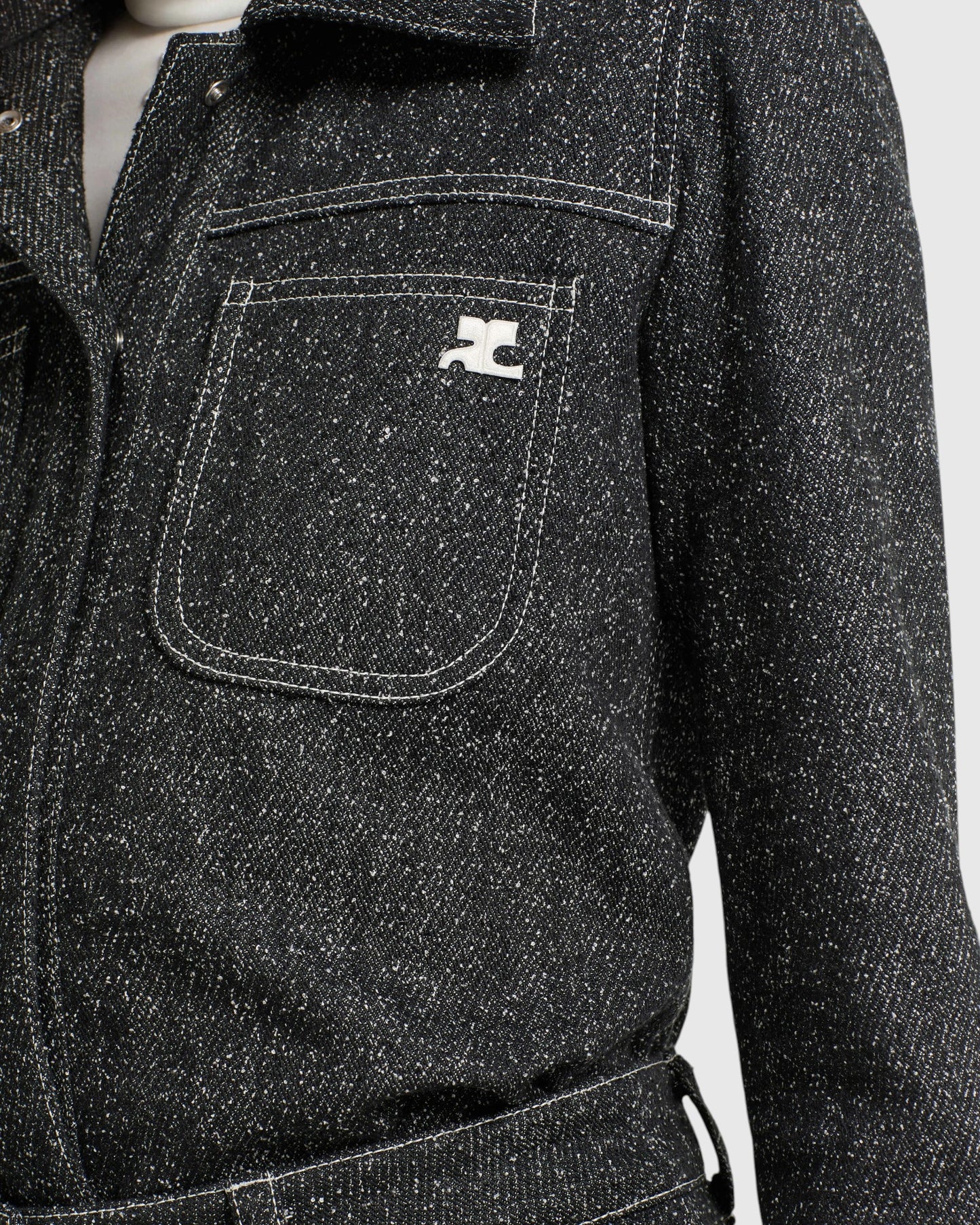 Overshirt aus Denim-Tweed Schwarz Weiß