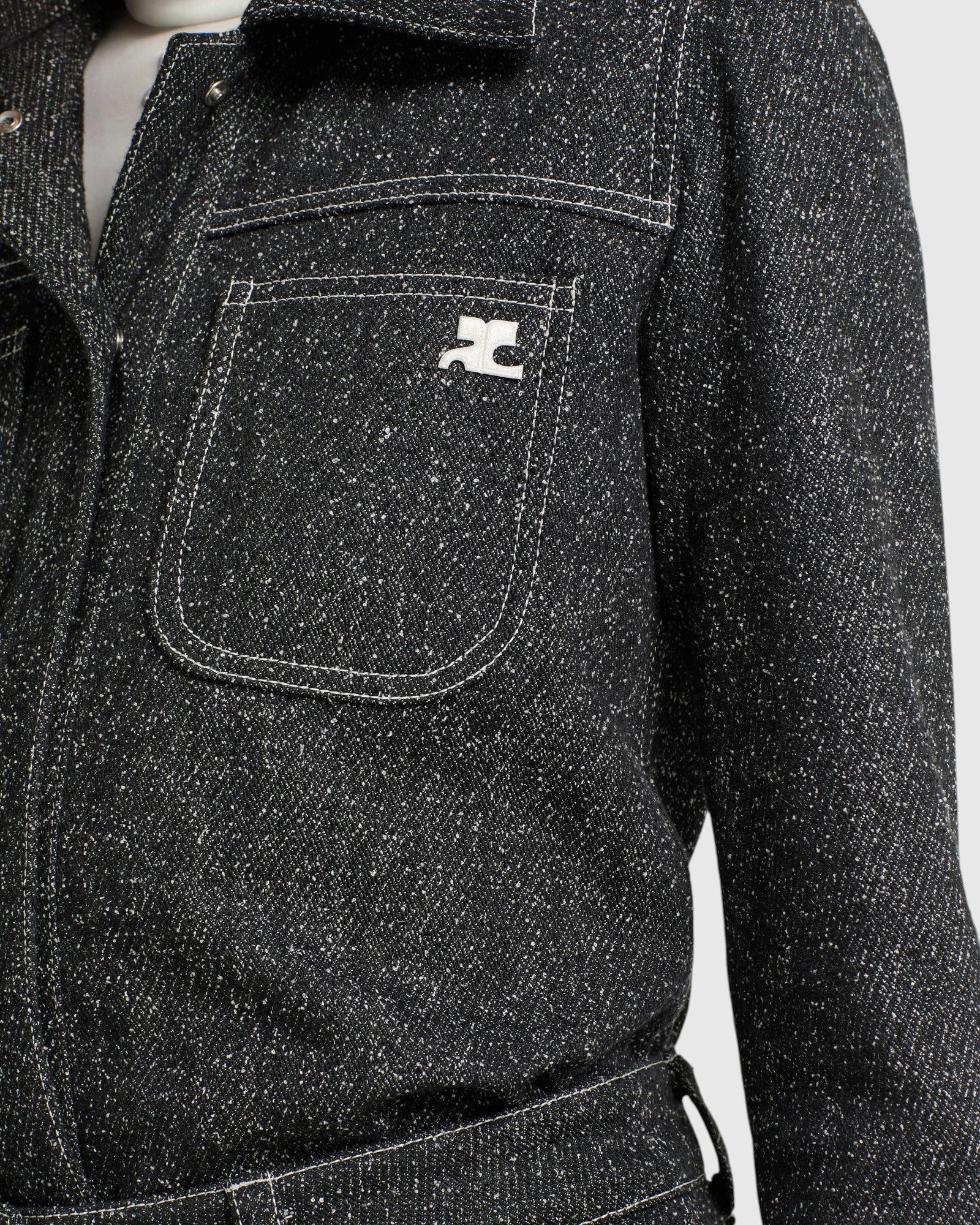 Overshirt aus Denim-Tweed Schwarz Weiß