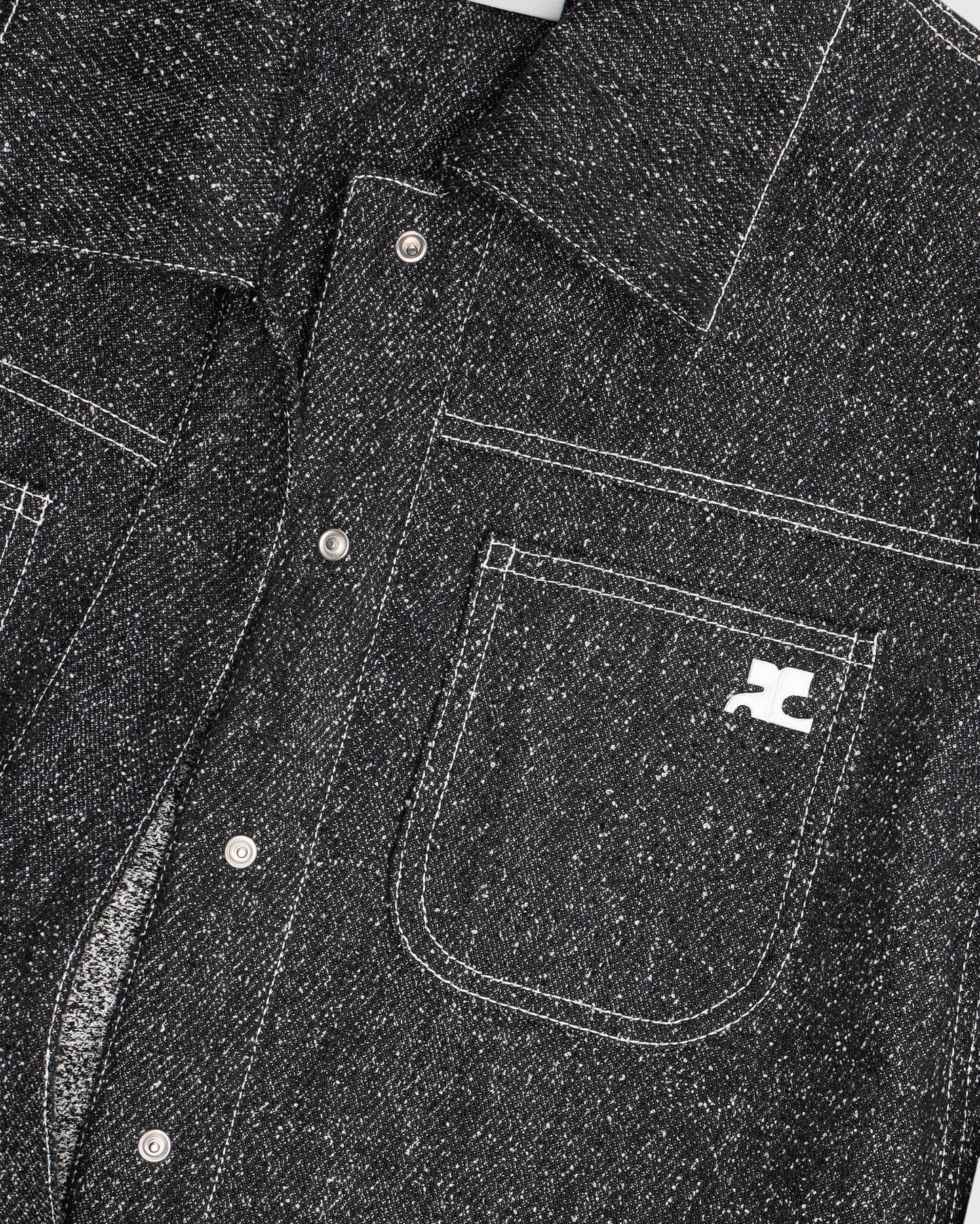 Overshirt aus Denim-Tweed Schwarz Weiß