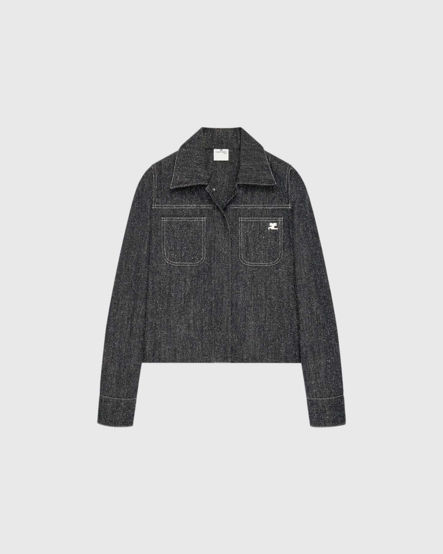 Overshirt aus Denim-Tweed Schwarz Weiß