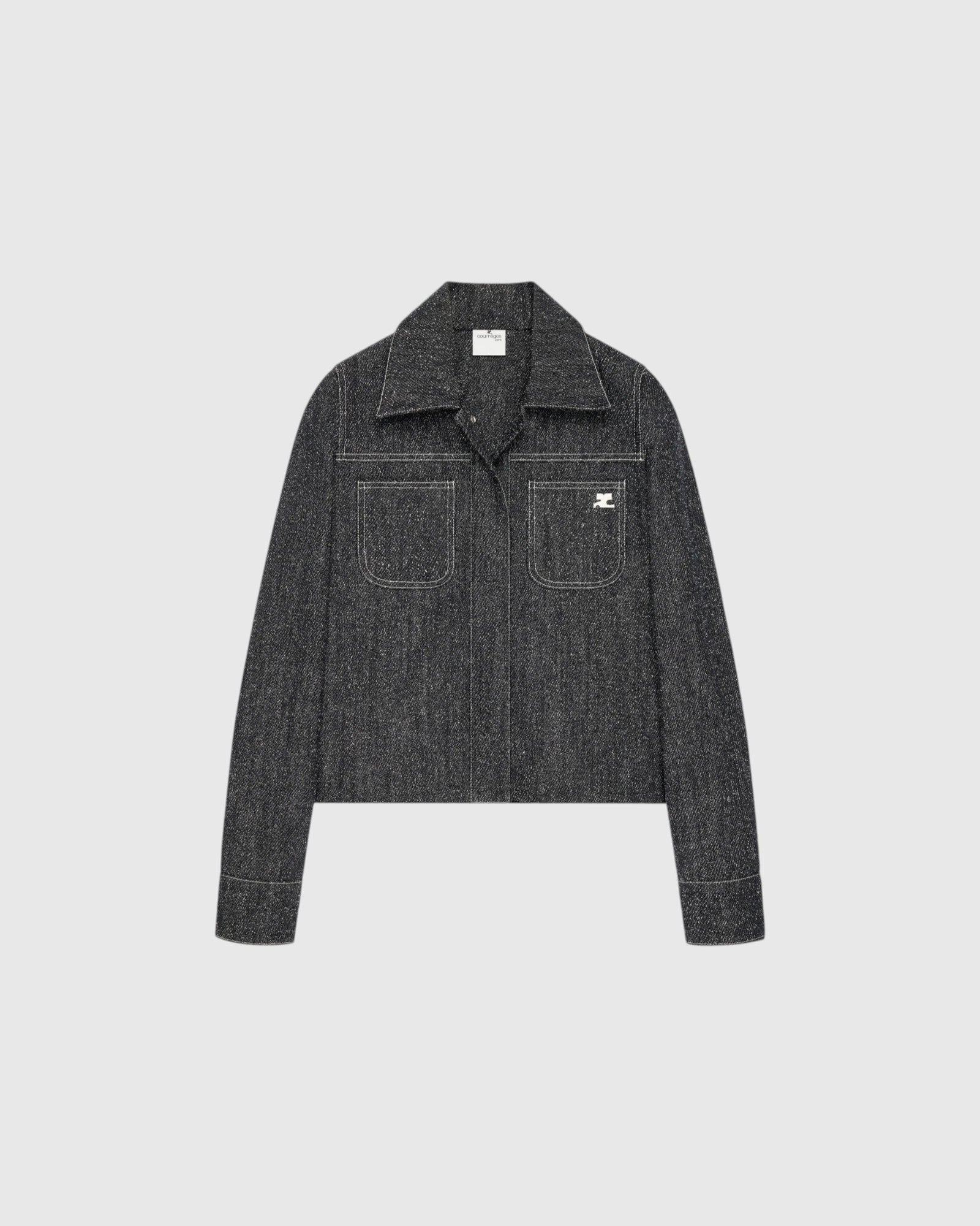 Overshirt aus Denim-Tweed Schwarz Weiß