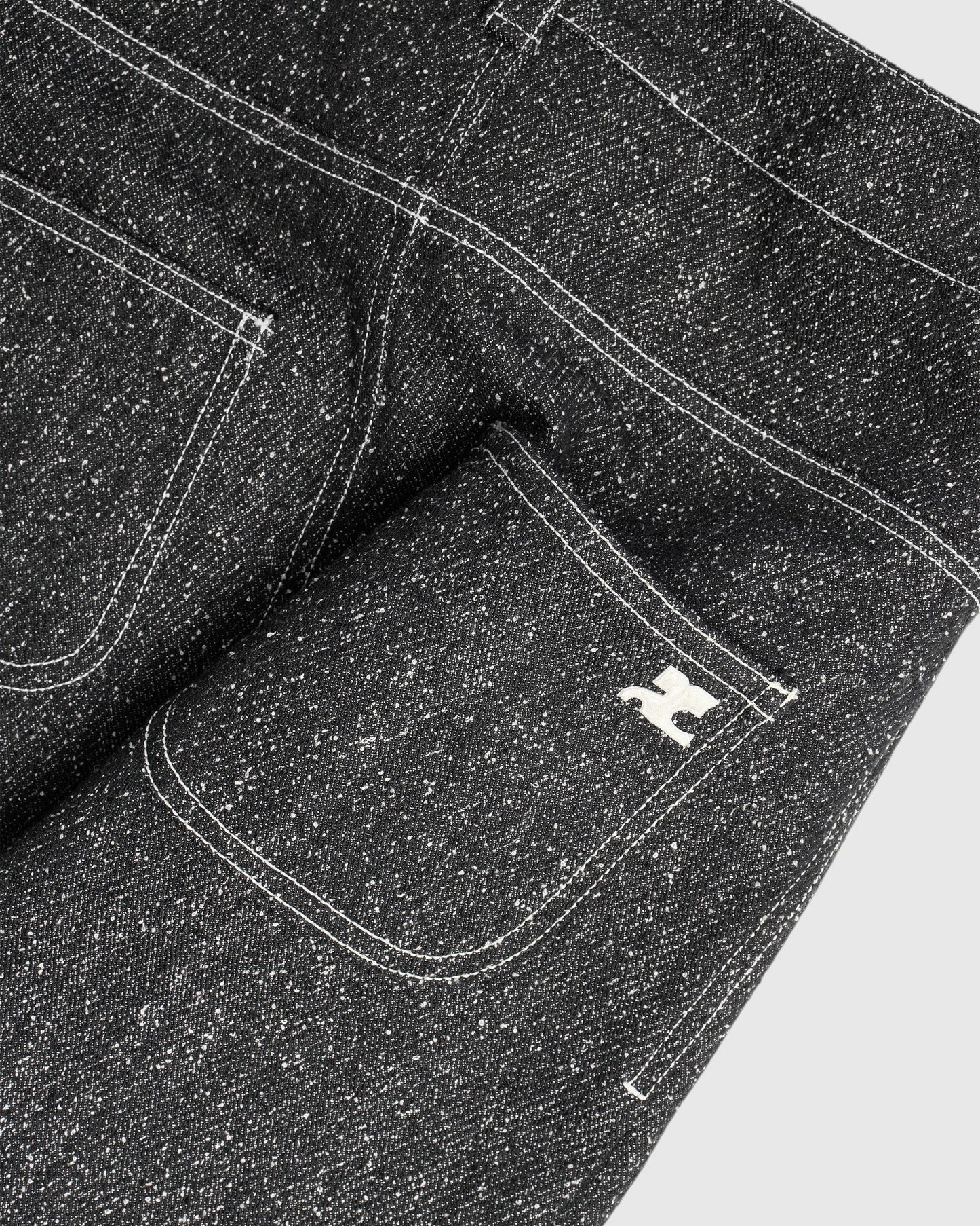 Bleistiftrock aus Denim-Tweed Schwarz Weiß