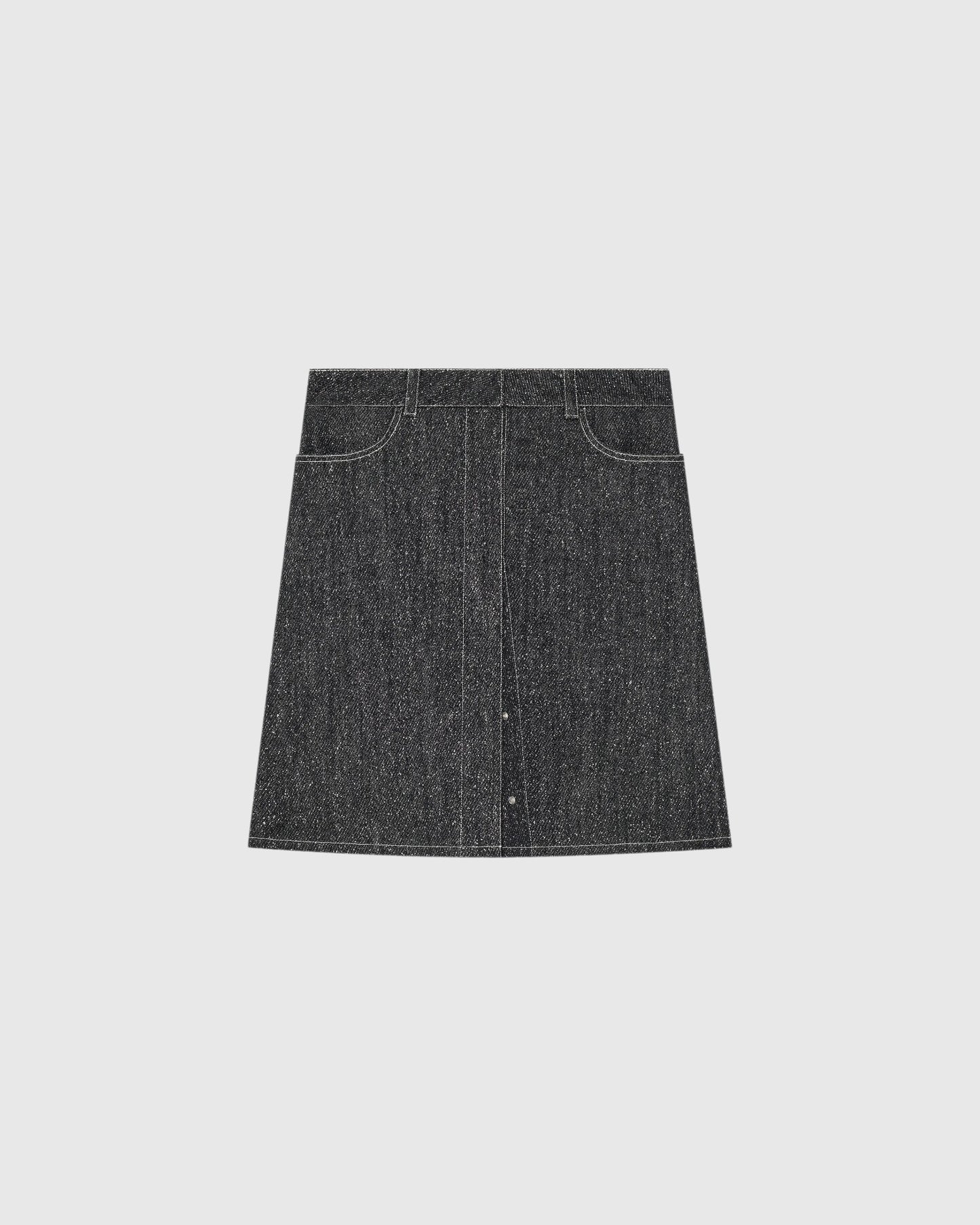 Bleistiftrock aus Denim-Tweed Schwarz Weiß