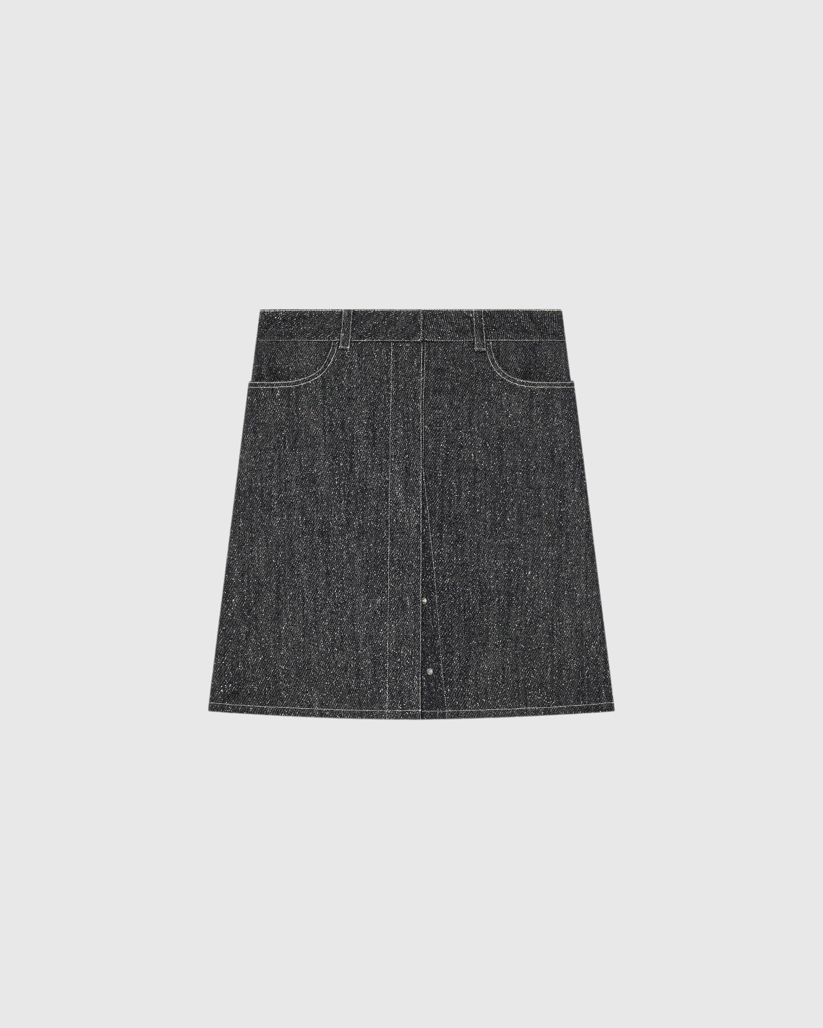 Bleistiftrock aus Denim-Tweed Schwarz Weiß