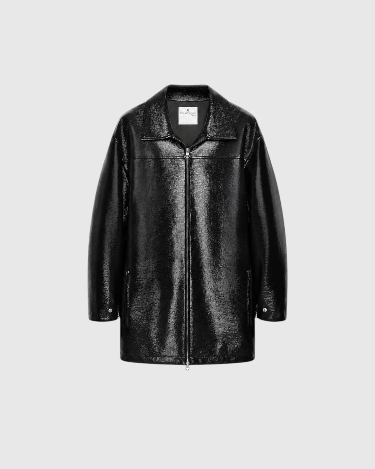 Vinyl-Bomberjacke Schwarz
