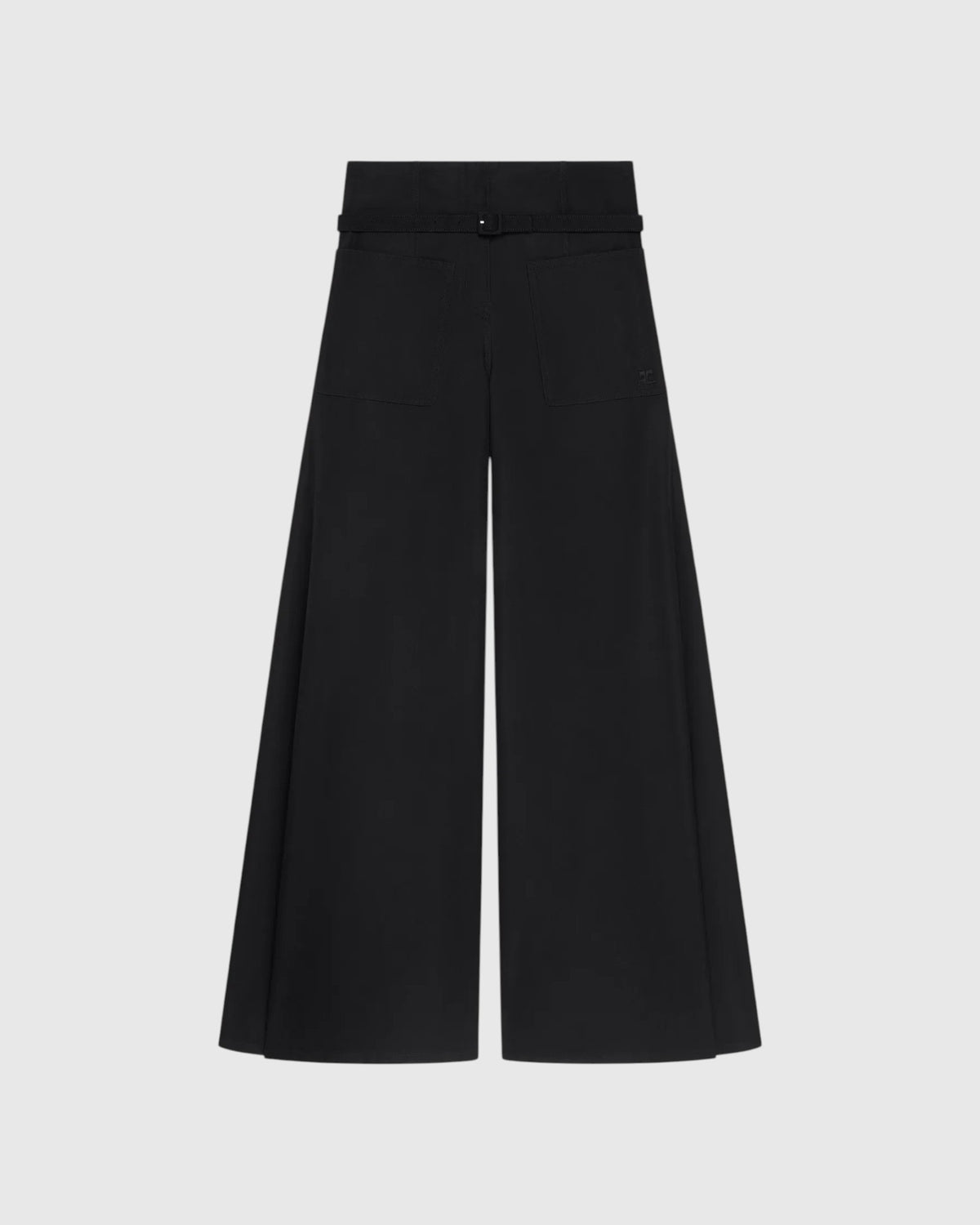 Cotton canvas palazzo pants in black