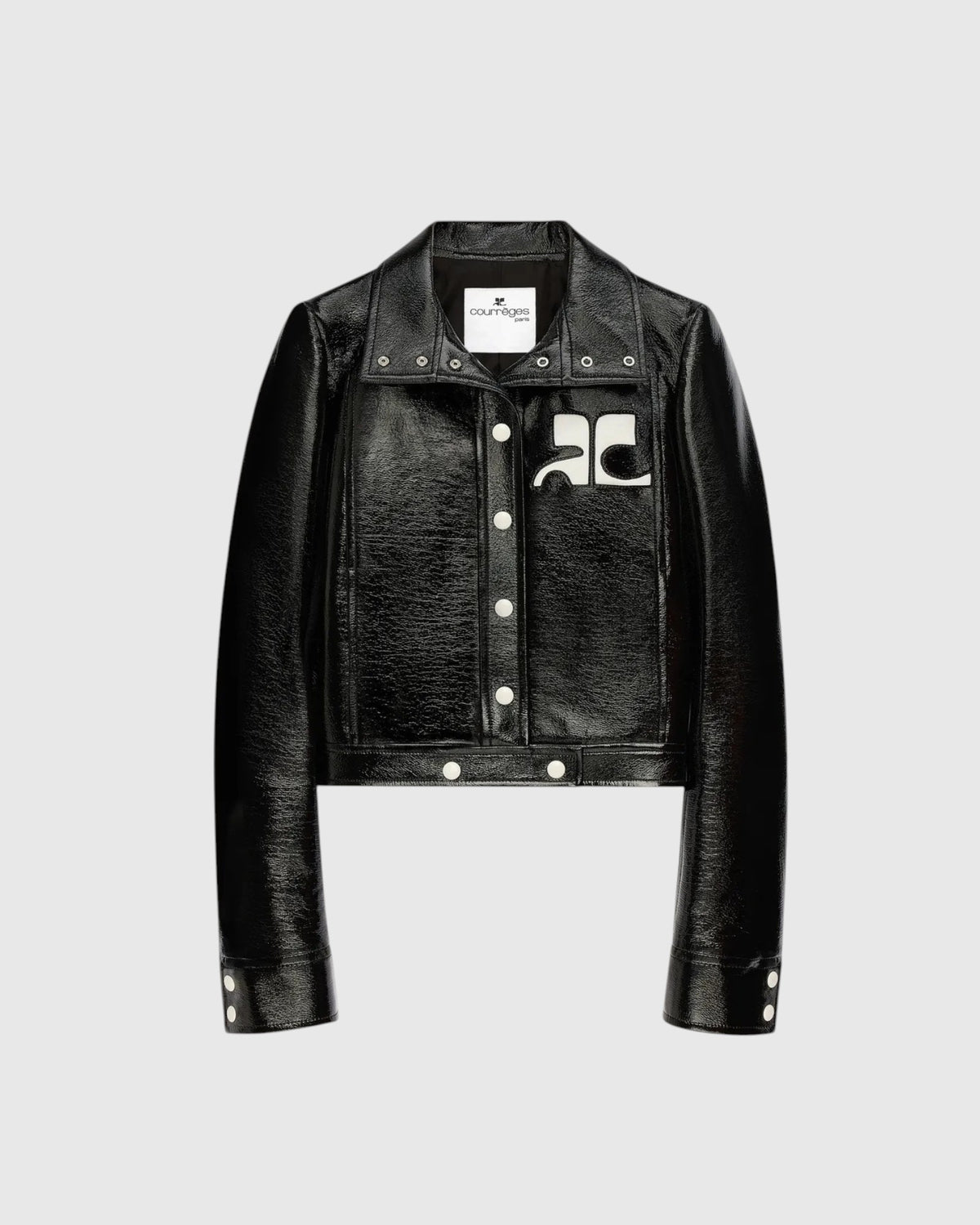 Vinyljacke mit Stehkragen Schwarz