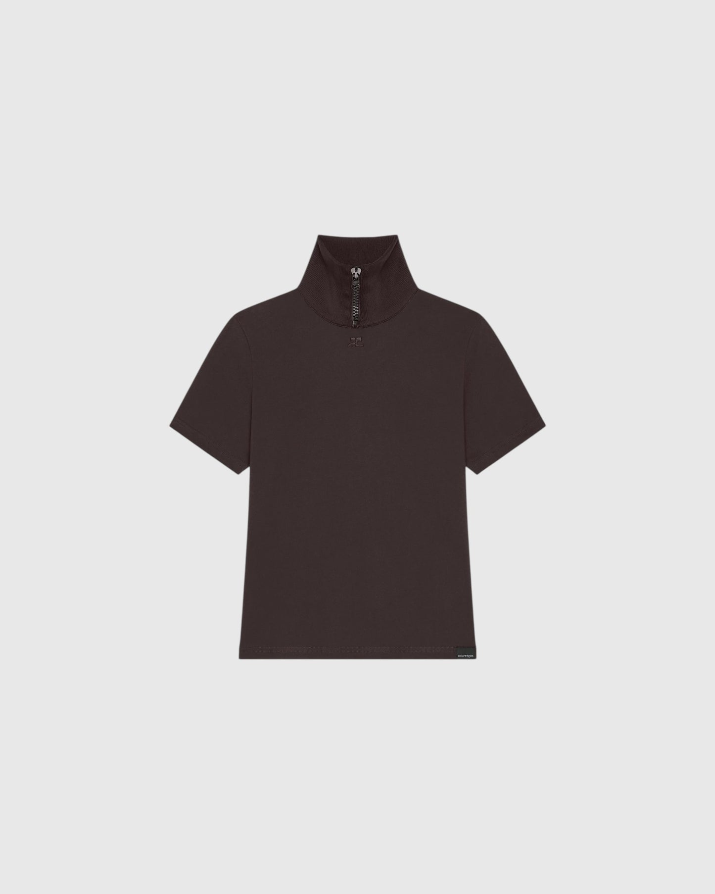 T-Shirt mit Stehkragen Braun