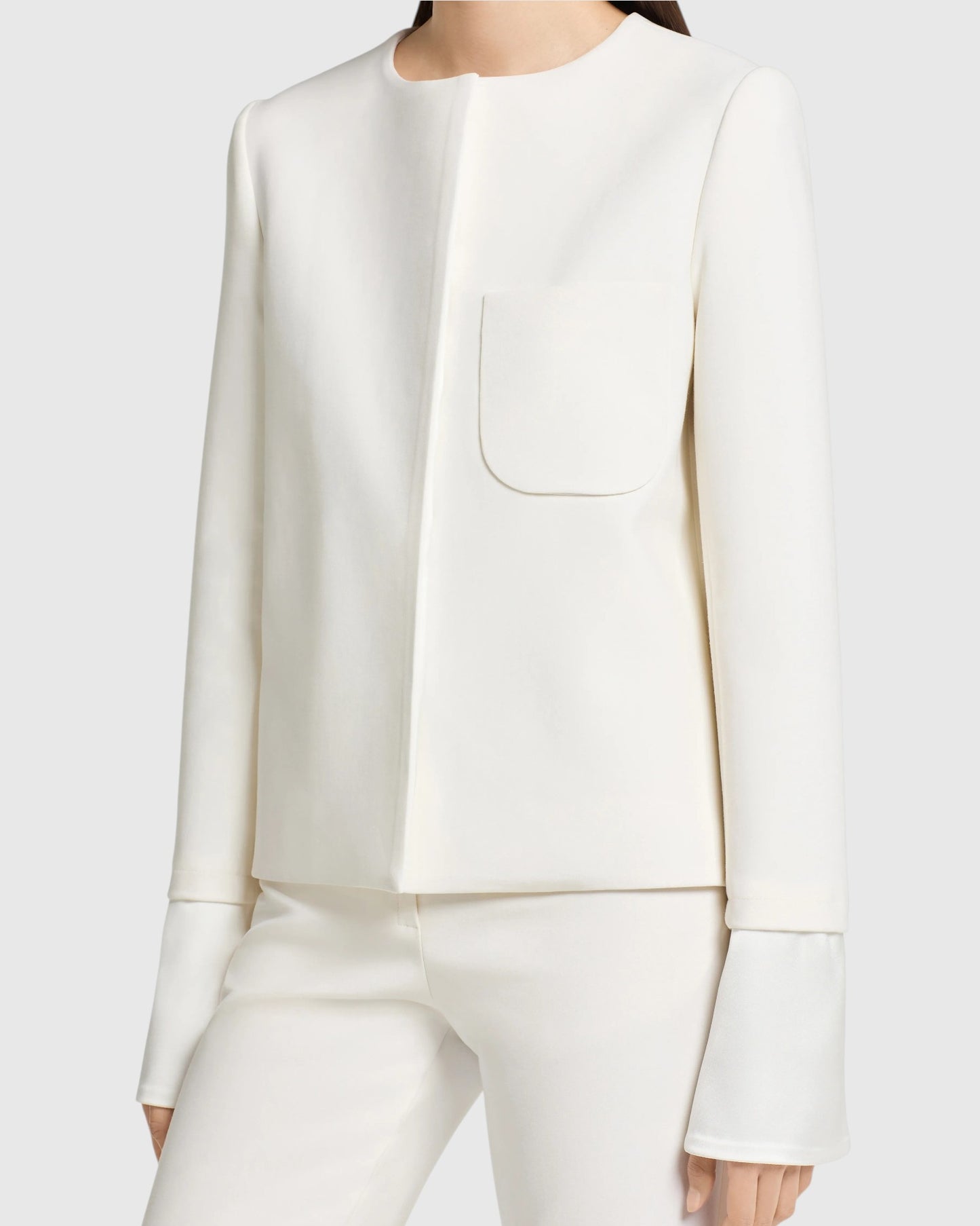 Blazer mit Satindetails Weiß