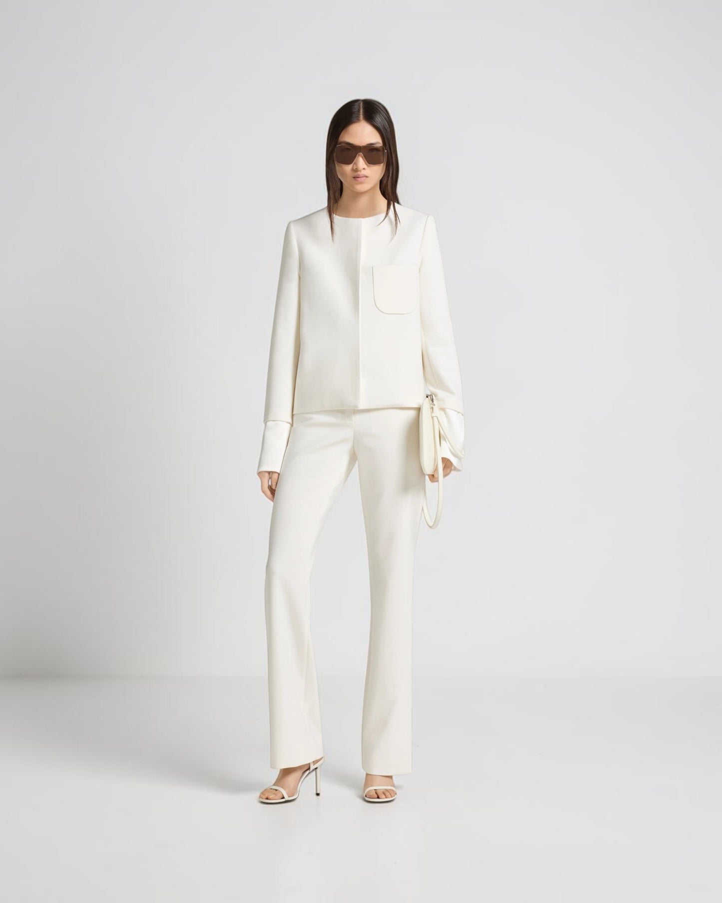 Blazer mit Satindetails Weiß