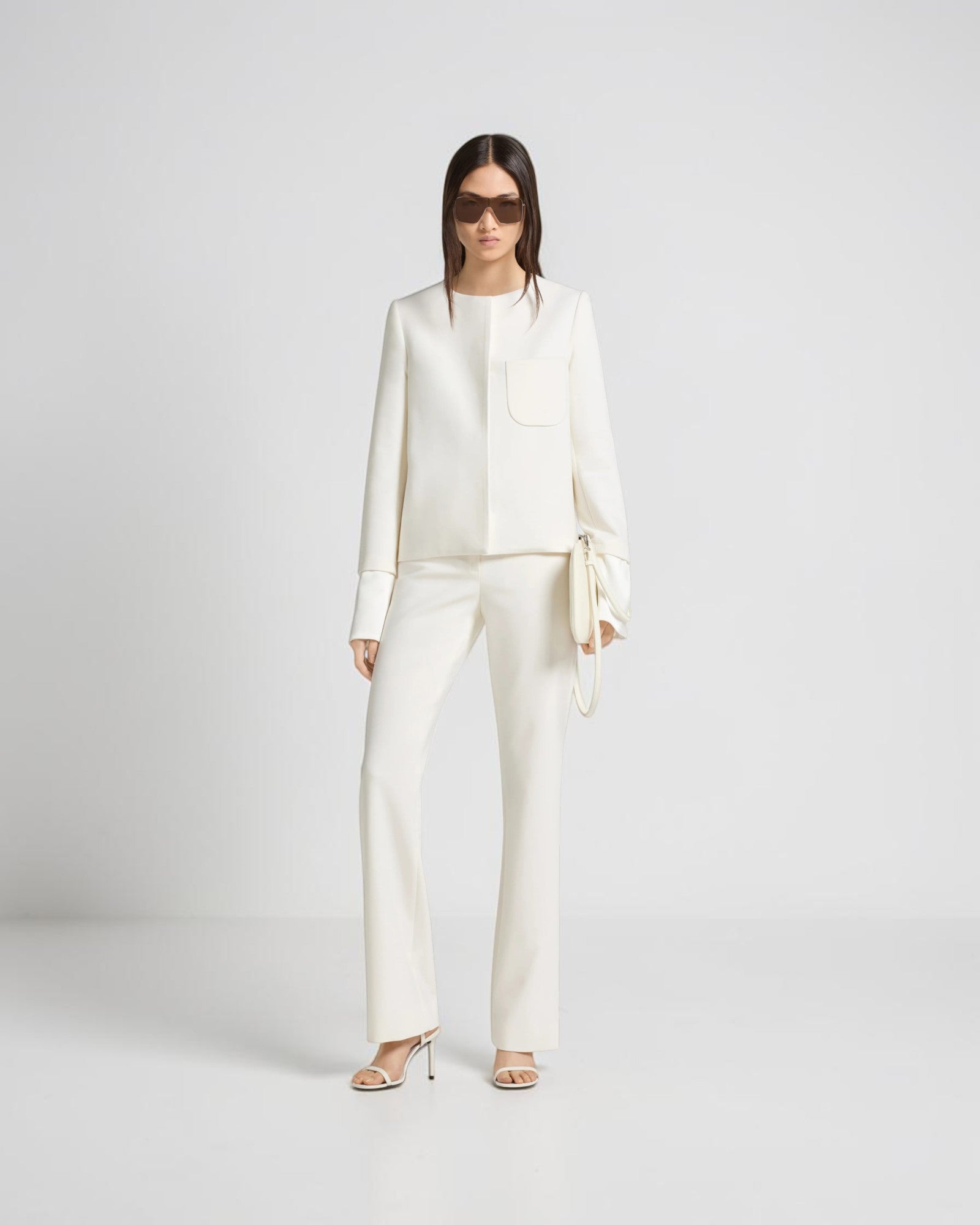 Blazer mit Satindetails Weiß