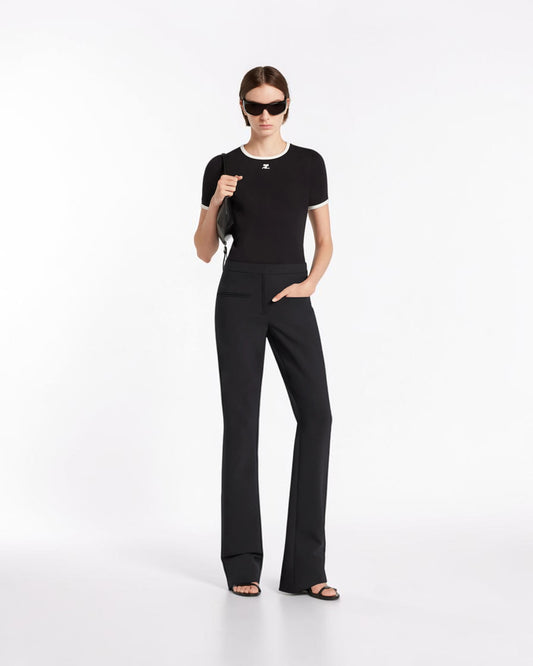 T-Shirt mit Kontrastdetails Schwarz Weiß