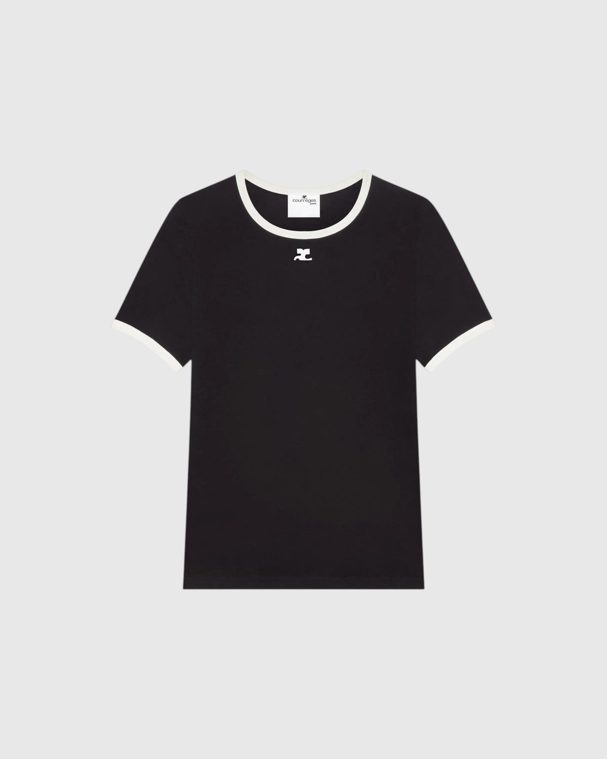 T-Shirt mit Kontrastdetails Schwarz Weiß